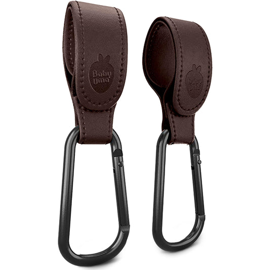 Baby Uma Stroller Clips 2-Pack – Universal, Leather-Look, Up to 5 kg, Brown