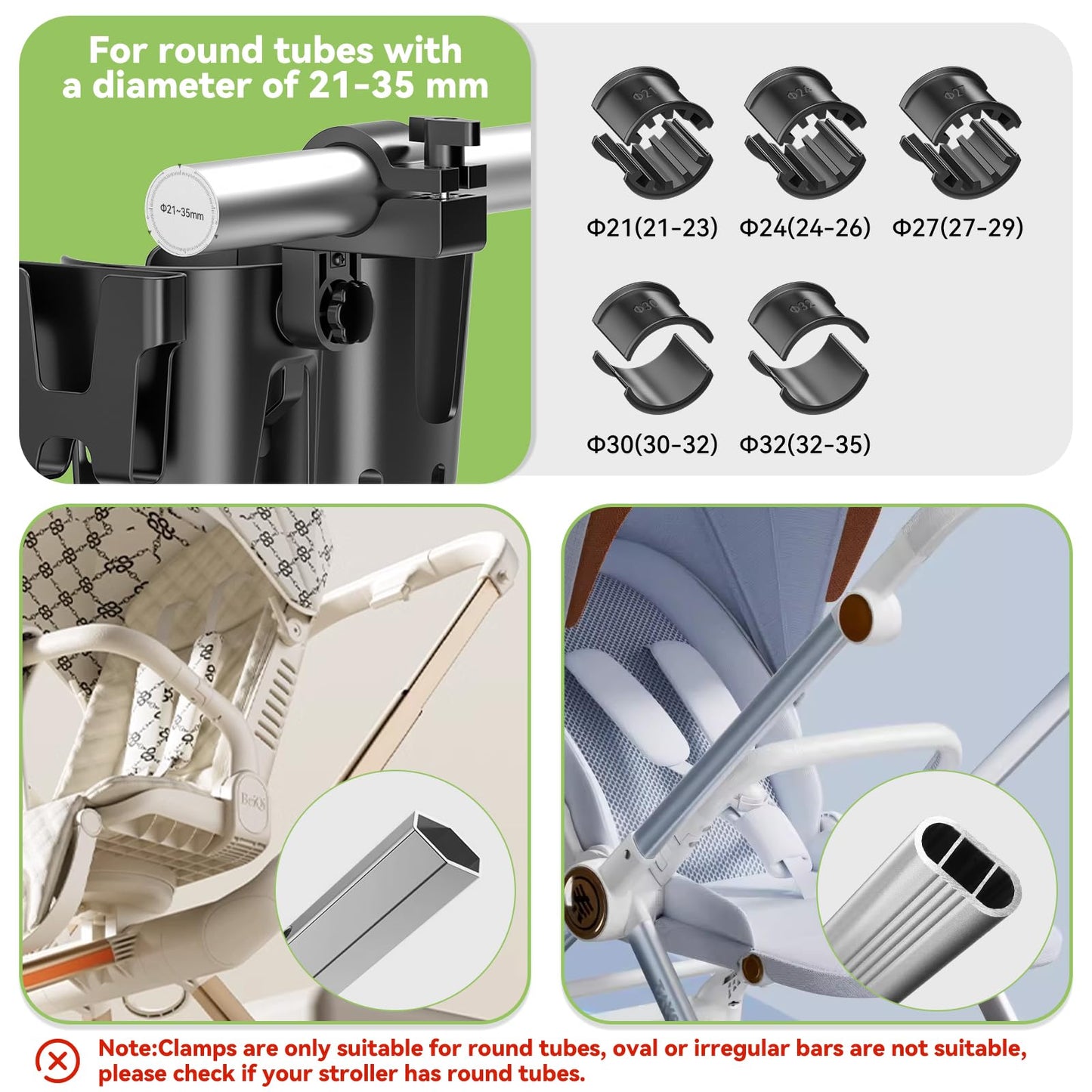 KDD 3-in-1 Stroller Cup Holder with Phone Compartment – Universal, Black