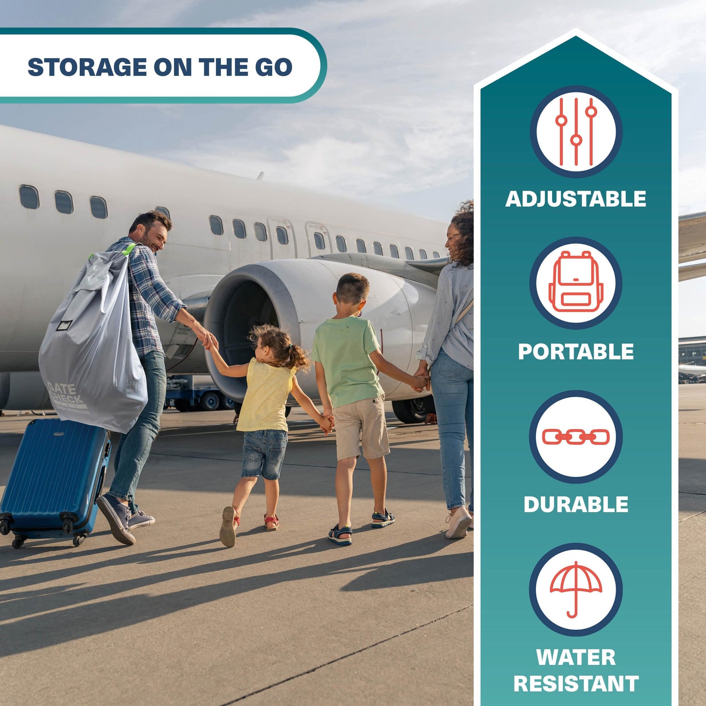 Bramble Large Stroller Bag for Flight & Travel – Water-Resistant, Gray