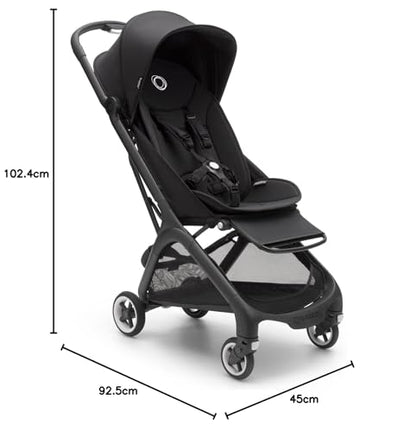 Bugaboo Butterfly Ultra Compact Travel Stroller, Small & Lightweight, Easy 1-Second Fold, Ergonomic and Extra Spacious City Pushchair from Baby to Toddler, Comfortable Steering, Black/Midnight Black