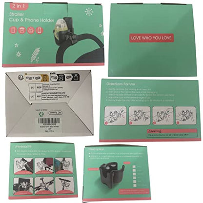 Suranew Stroller Cup Holder with Phone & Bottle Compartment – Universal