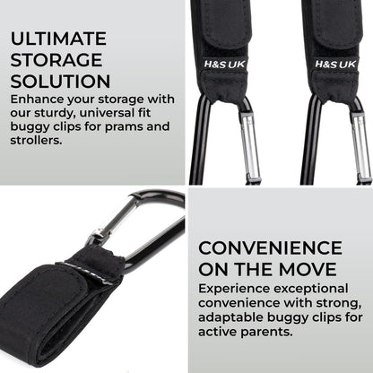 H&S 2-Pack Stroller Clips & Hooks – For Buggy & Stroller, Universal