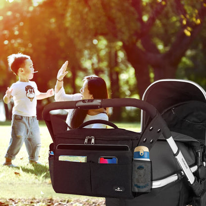PHILORN Stroller Organizer with Cup Holder & Large Bag – Universal