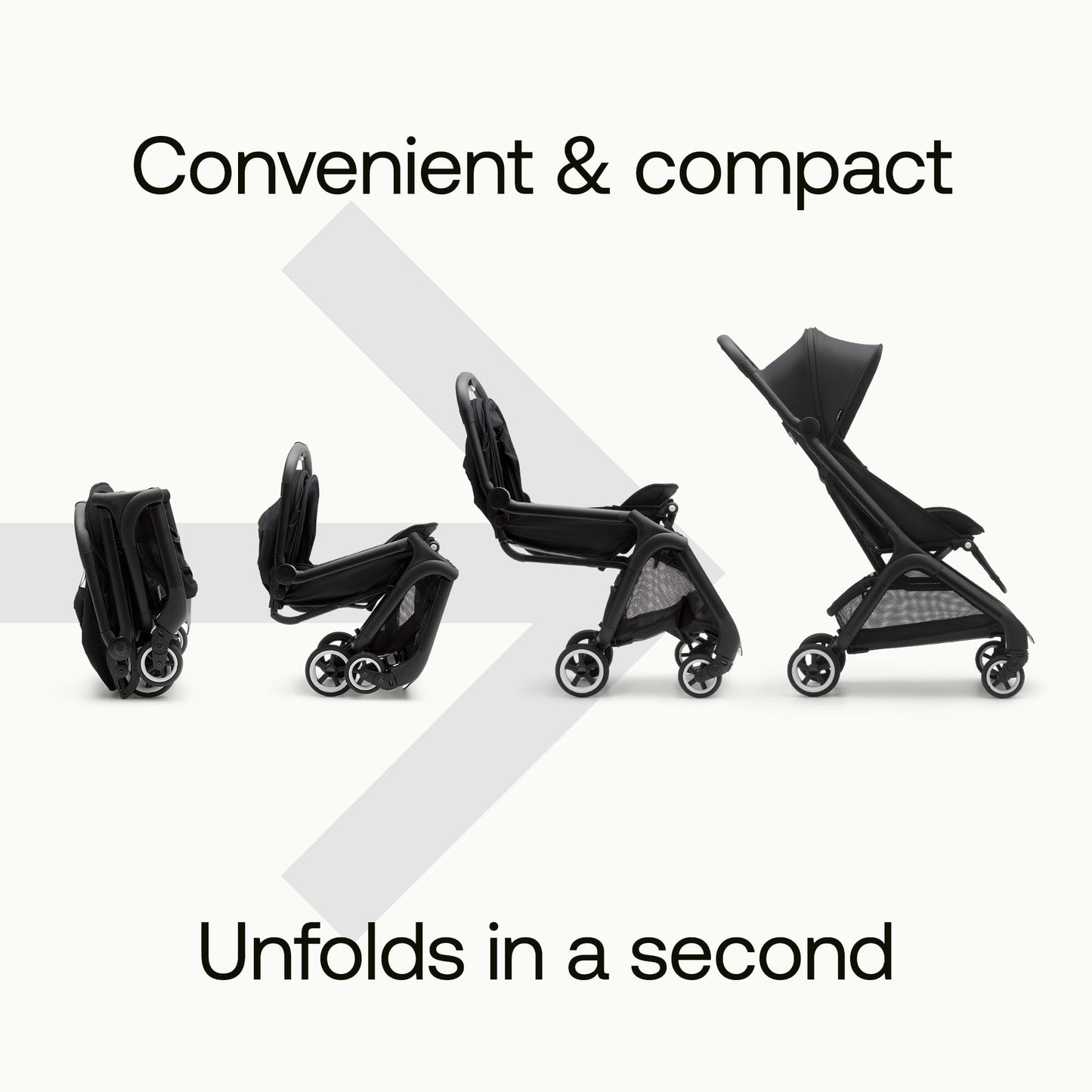 Bugaboo Butterfly Ultra Compact Travel Stroller, Small & Lightweight, Easy 1-Second Fold, Ergonomic and Extra Spacious City Pushchair from Baby to Toddler, Comfortable Steering, Black/Midnight Black
