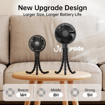 GUSGU Stroller Fan – Large, Clip & Flexible, Battery-Powered, Portable, Black