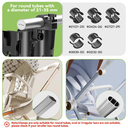 KDD 3-in-1 Stroller Cup Holder with Phone Compartment – Universal, Black