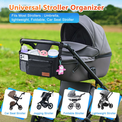 Guiseapue Universal Pram Organiser Bag with Cup Holder – Baby Stroller