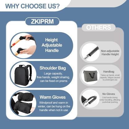 Gcarebb 3 in 1 Prams Travel System, Pushchair with Height Adjustable Handle, Travel Pram with Rain Cover, Baby Stroller with Aluminum Frame for Newborn 0-4 Years