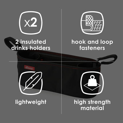 Diono Buggy Buddy Stroller Organizer with Cup Holders – Black