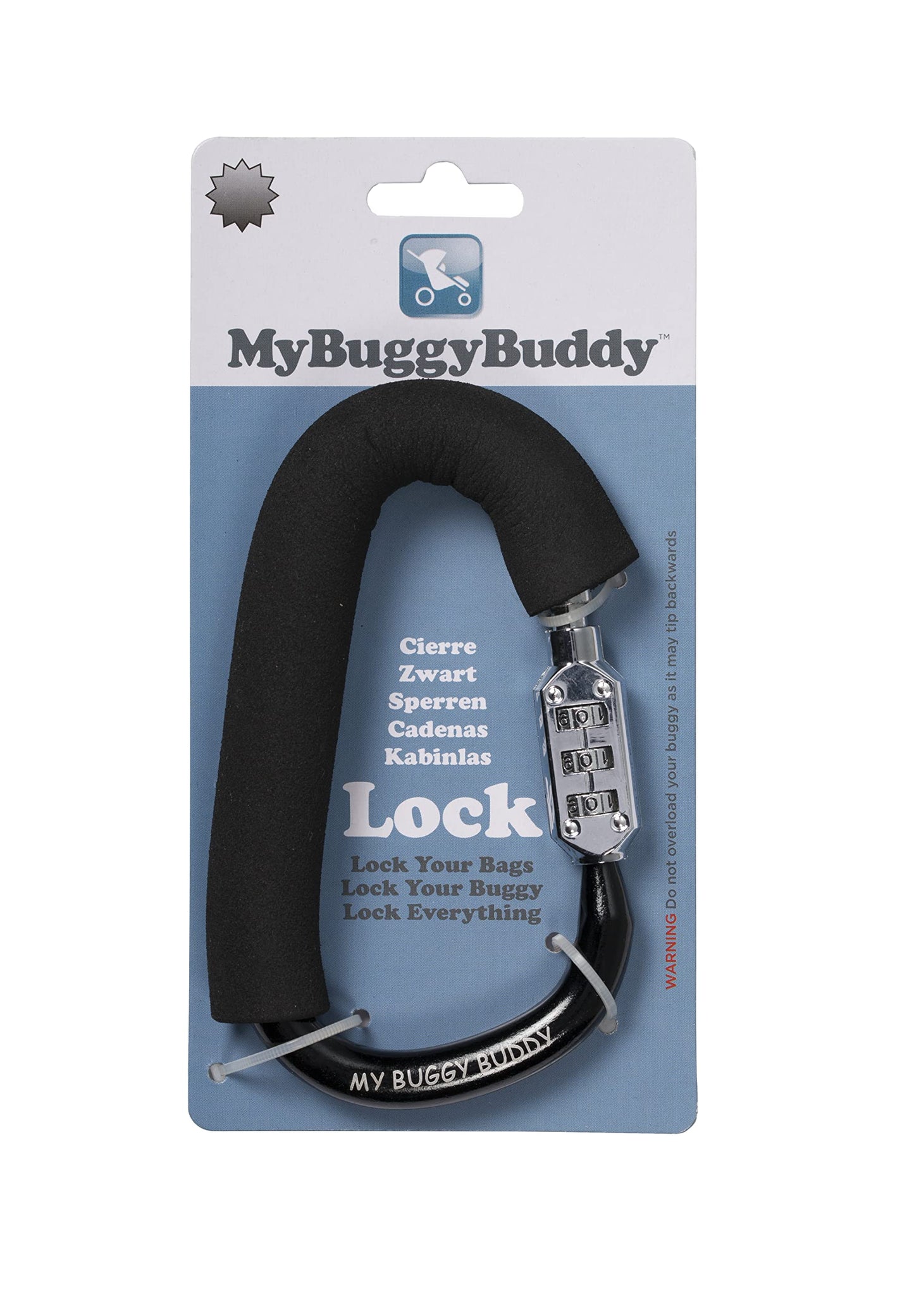 My Buggy Buddy 2-in-1 Stroller Lock & Clip – Combination Lock, Black