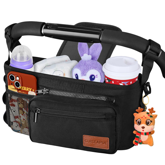 Guiseapue Universal Pram Organiser Bag with Cup Holder – Baby Stroller