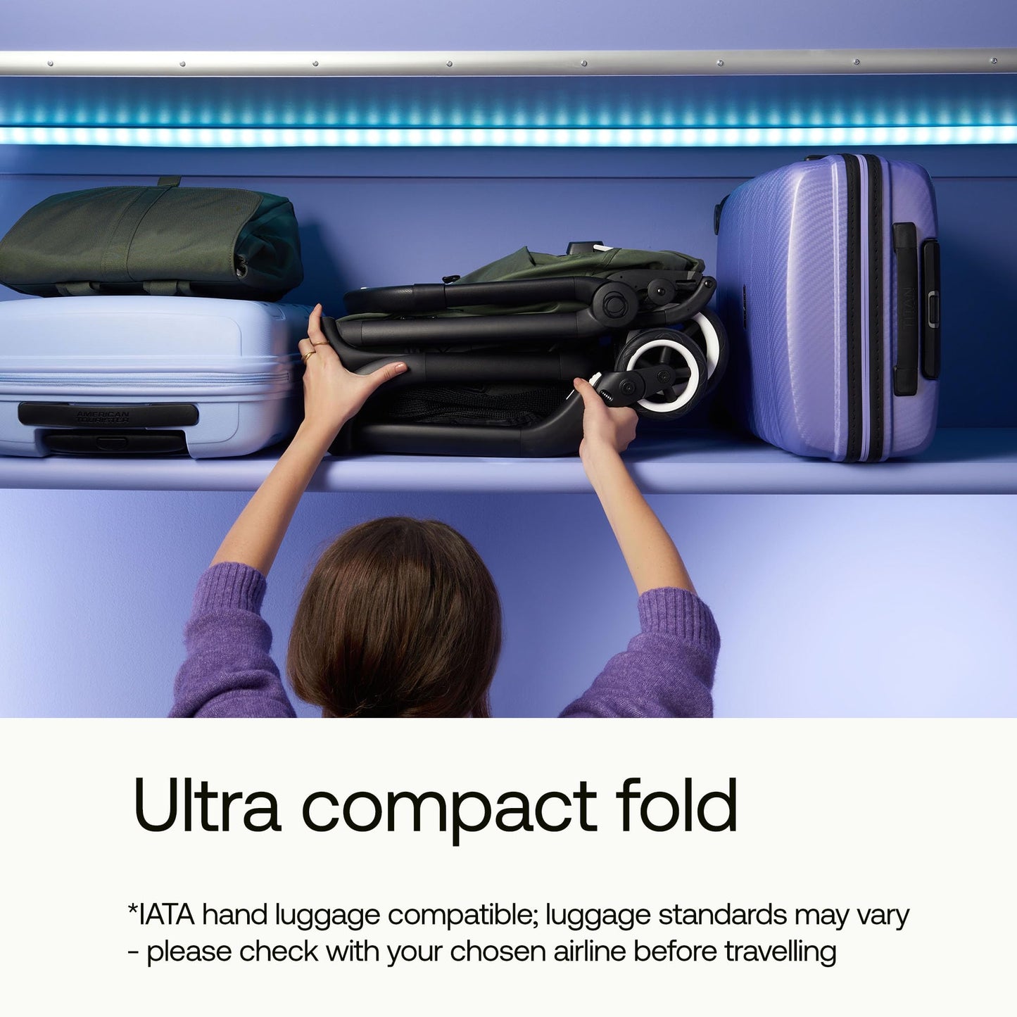 Bugaboo Butterfly Ultra Compact Travel Stroller, Small & Lightweight, Easy 1-Second Fold, Ergonomic and Extra Spacious City Pushchair from Baby to Toddler, Comfortable Steering, Black/Midnight Black