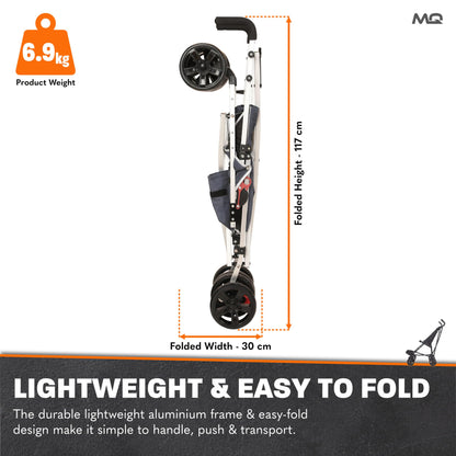 MobiQuip XL Disability Pushchair, Blue - Special Needs Stroller for Older Children up to 50kg - Lightweight Folding Aluminium Frame - Adjustable Footplate & 5-Point Harness - Smooth & Portable