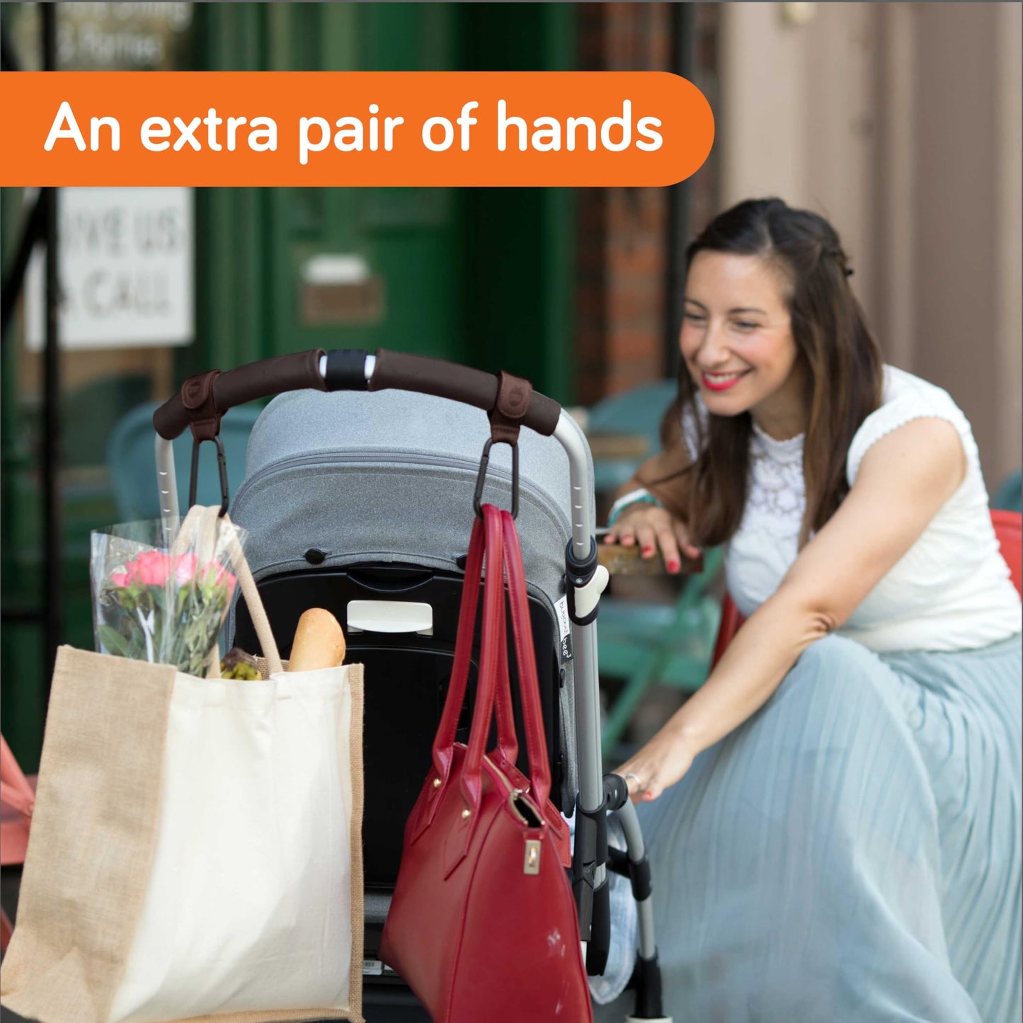 Baby Uma Stroller Clips 2-Pack – Universal, Leather-Look, Up to 5 kg, Brown