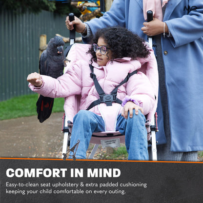 MobiQuip XL Disability Pushchair, Blue - Special Needs Stroller for Older Children up to 50kg - Lightweight Folding Aluminium Frame - Adjustable Footplate & 5-Point Harness - Smooth & Portable